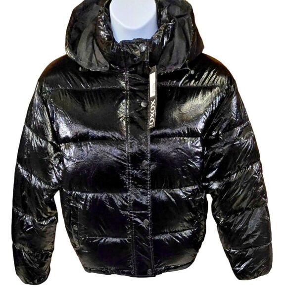 XOXO Women's black winter puffer jacket Size XL & Large NWT - Picture 1 of 16